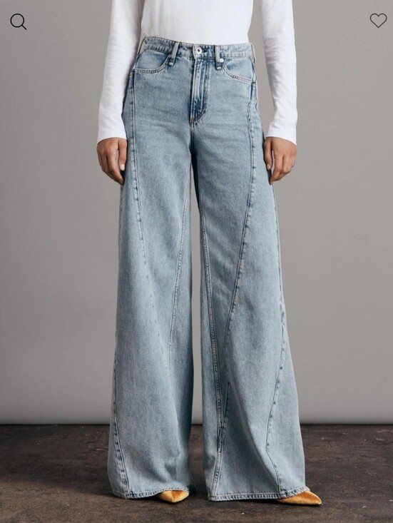rag & bone Denim - rag & bone Sofie Splice Jeans Size 26 Ultra Wide Leg High Rise Alisha Blue Denim